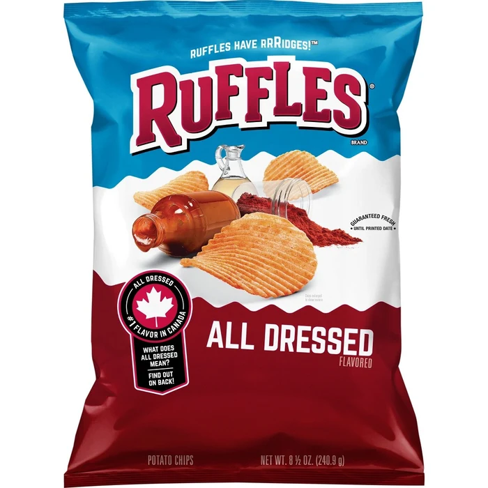 Ruffles All Dressed flavored potato chips bag (U.S. market)