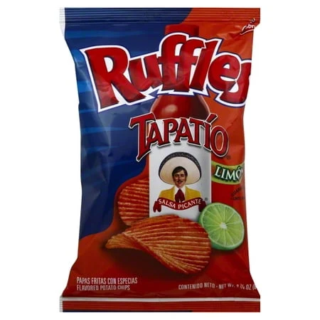 Ruffles Tapatío Limón flavored potato chips bag