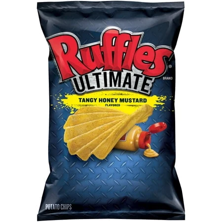 Ruffles Ultimate Tangy Honey Mustard flavored potato chips bag